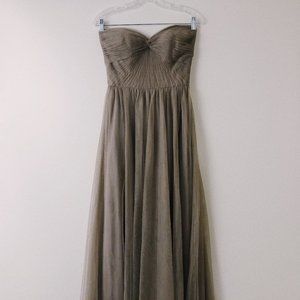 strapless Kleinfeld toffee bridesmaid gown
